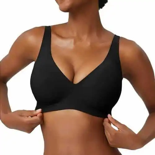 Women's Wire-Free Seamless Leopard Print Bra Soft Support Full Cup Thin Mold Bra Beautiful and Breathable Supportive Bra Two Rows of Hooks