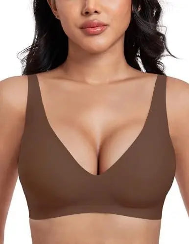 Women's Seamless Pink Leopard Print Bra Wire-Free Bra Full Cup Soft Thin Mold Support Breathable and Beauty Deep V Plus Up Bra
