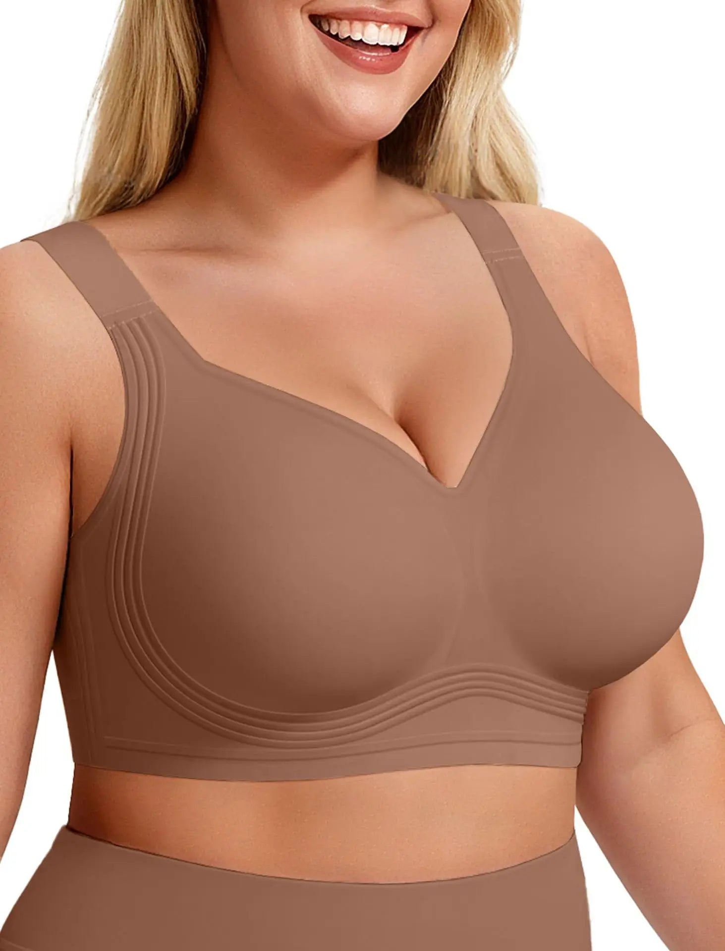 Women's Leopard Print Plus Size Seamless Bra with Soft Support and Wire-Free Comfortable Full Cup Breathable Bra Push Up
